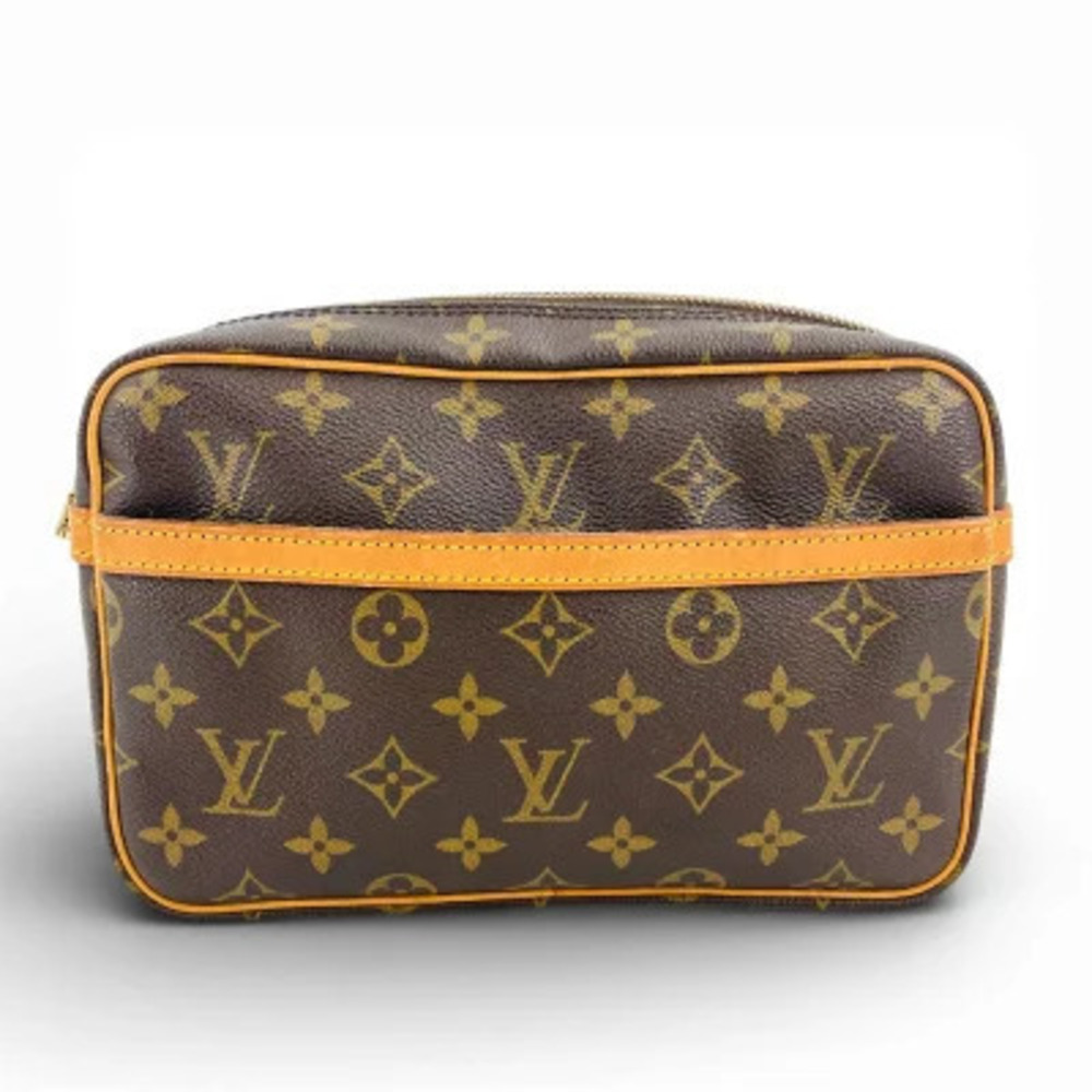 Louis Vuitton Monogram Compiegne Clutch Bag Canvas Leather Brown